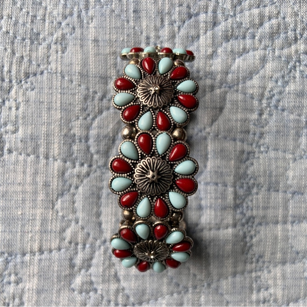 Turquoise Coral & Silver Bracelet